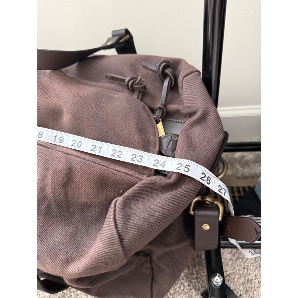 Filson Rugged Twill Duffle Bag Cinder Brown Leather Trim Travel Heavy Canvas - Picture 16 of 16